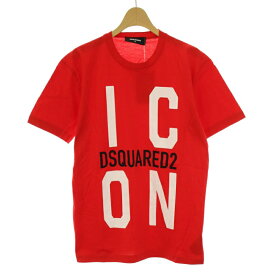 【中古】未使用品 ディースクエアード DSQUARED2 タグ付き Icon T-Shirt S79GC0021 Tシャツ カットソー 半袖 クルーネック ロゴ プリント コットン 赤 レッド M メンズ 【ベクトル 古着】 240514