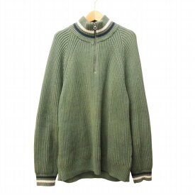 【中古】ジェイクルー J.CREW ニット セーター 長袖 ハーフジップ コットン ライン 緑 グリーン M 0409 ■KK4 メンズ 【ベクトル 古着】 240409