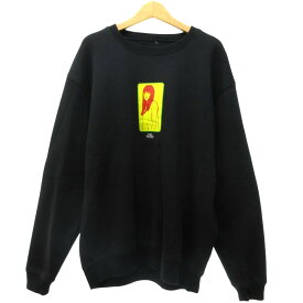 【中古】オンエア ON AIR × キネ kyne 2021 printed sweats スウェット トレーナー プリント イラスト 長袖 裏起毛 黒 ブラック 0516 メンズ 【ベクトル 古着】 250518