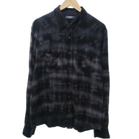 【中古】アミリ AMIRI タイダイ フランネルシャツ 長袖 オンブレチェック 黒 ブラック 紫 パープル 38 約M 1101 メンズ 【ベクトル 古着】 251105