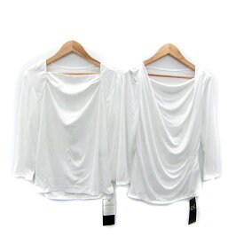 【中古】クードシャンス CdeC COUP DE CHANCE タグ付き カットソー 七分袖 ドレープネック 無地 スクエアネック 総柄 プリント 2点セット おまとめ 38 M 白 ホワイト /SY1 レディース 【ベクトル 古着】 251120