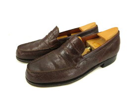 【中古】ジェーエム J.M.WESTON 初期 旧ロゴ リザード レザー ローファー ブラウン 5.5 B ヴィンテージ メンズ レディース 【ベクトル 古着】 250618