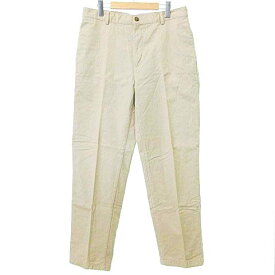 【中古】エルエルビーン L.L.BEAN チノパン 裏地ネルチェック テーパード パンツ W34L32 ベージュ IBO49 メンズ 【ベクトル 古着】 240313