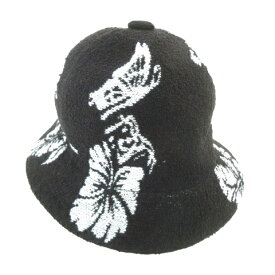 【中古】カンゴール KANGOL 美品 × エクストララージ バケットハット 帽子 101212051001 フラワー 花柄 薄手 Mサイズ 黒 ブラック レディース 【ベクトル 古着】 240411