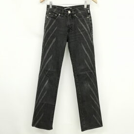 【中古】ヴェルサーチジーンズ VERSACE JEANS COUTURE サイドデザイン デニム パンツ ジーンズ ボトムス メデューサリベット 24 ブラック レディース 【ベクトル 古着】 231003