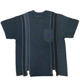 【中古】未使用品 ニードルス ニードルズ Needles ×DC SHOES MR612 7 Cuts S/S Tee コラボ 別注 ポケT Tシャツ カットソー パピヨン ロゴ 再構築 グラデーション XL ブラック メンズ 【ベクトル 古着】 230930