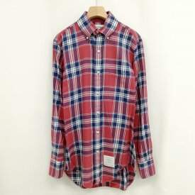 【中古】トムブラウン THOM BROWNE チェック ボタンダウン シャツ トップス 長袖 0 レッド ネイビー メンズ 【ベクトル 古着】 240408