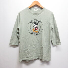 【中古】ディズニー Disney ミッキーマウス 七分袖 Tシャツ M グリーン レディース 【ベクトル 古着】 240323