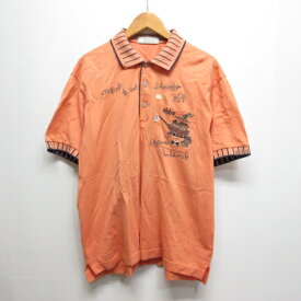 【中古】アダバット adabat ゴルフウェア 半袖 ポロシャツ オレンジ 日本製 メンズ 【ベクトル 古着】 240418