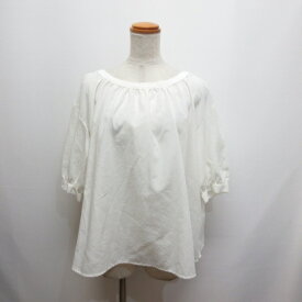 【中古】イッカ ikka 五分袖 ブラウス プルオーバー M オフホワイト 後ろリボン カットソー レディース 【ベクトル 古着】 250728