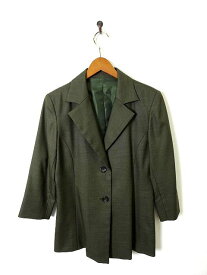【中古】THE 3RD ジャケット テーラード ブレザー 7分袖 M カーキ レディース 【ベクトル 古着】 200205 ベクトルプレミアム店
