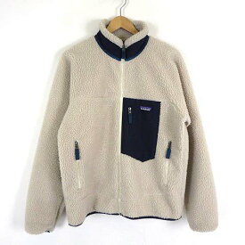 【中古】パタゴニア Patagonia Classic Retro-X Jacket 23056FA19 クラシック レトロ エックス ボア ジャケット フリース M アイボリー 紺 ネイビー 国内正規品 美品 メンズ 【ベクトル 古着】 240213