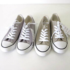 【中古】未使用品 クロッシー CLOSSHI スニーカー キャンバス 抗菌防臭 撥水 防滑 クッション中敷き ローカット 2足 セット 23.5cm ベージュ ライトグレー 美品 くつ 靴 シューズ レディース