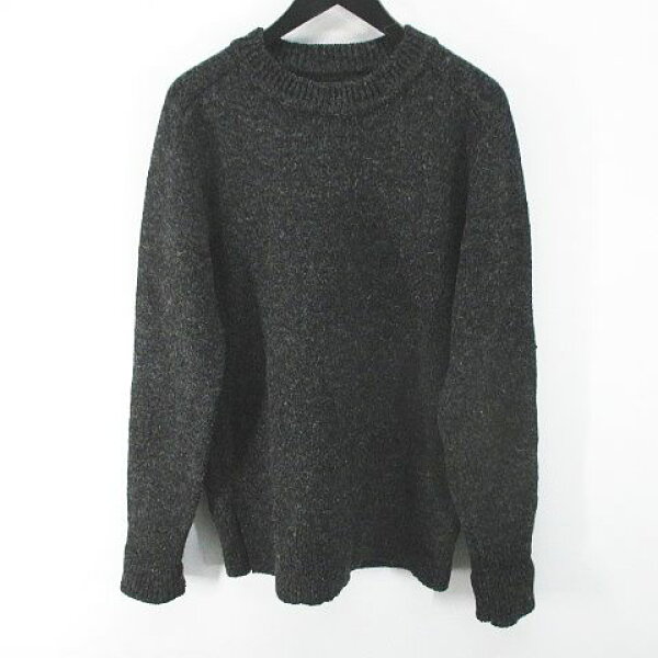 【中古】ナイジェルケーボン NIGEL CABOURN 長袖 ニット セーター 48 灰系 グレー 日本製 エルボーパッチ リブ 毛 ウール 無地 メンズ 【ベクトル 古着】 240123