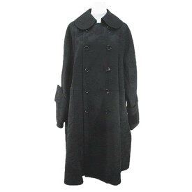 【中古】コムデギャルソン COMME des GARCONS GR-C009 AD2016 花柄 フラワー ロングコート ステンカラー ダブル 絹 シルク M 黒系 ブラック 日本製 綿 コットン 裏地 レディース 【ベクトル 古着】 240209