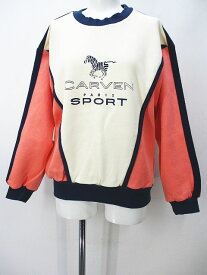 【中古】カルヴェン CARVEN SPORT 長袖 スウェット トレーナー アイボリー プリント リブ レディース 【ベクトル 古着】 240222