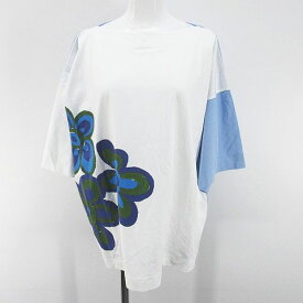 【中古】ユニクロ UNIQLO マルニ MARNI コラボ 花柄 フラワー 七分袖 Tシャツ カットソー M 白系 ホワイト 綿 コットン レディース 【ベクトル 古着】 240315