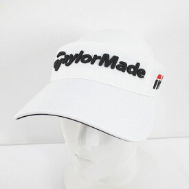 【中古】テーラーメイド TaylorMade ゴルフウェア サンバイザー 帽子 白系 ホワイト ロゴ 文字 刺繍 ベルクロアジャスター メンズ 【ベクトル 古着】 240408