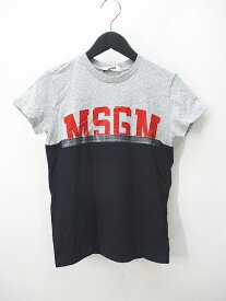 【中古】エムエスジーエム MSGM 半袖 Tシャツ 8anni 紺系 ネイビー バイカラー プリント キッズ 子供服 【ベクトル 古着】 240518