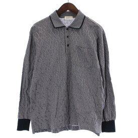 【中古】ランバン LANVIN COLLECTION ポロシャツ カットソー 長袖 総柄 ロゴ グレー /UY24 メンズ 【ベクトル 古着】 230123