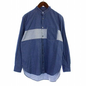 【中古】ランバンオンブルー LANVIN en Bleu シャツ カジュアルシャツ バンドカラー 長袖 46 S 青 ブルー /KU メンズ 【ベクトル 古着】 231129