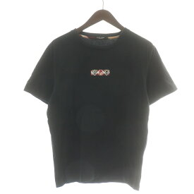 【中古】ブラックレーベルクレストブリッジ BLACK LABEL CRESTBRIDGE Tシャツ カットソー 半袖 クルーネック ロゴプリント チェック M 黒 ブラック ベージュ 赤 レッド /NW17 メンズ 【ベクトル 古着】 231221