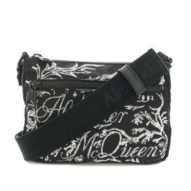 【中古】アレキサンダーマックイーン ALEXANDER MCQUEEN スマートフォンナイロンショルダーバッグウィズペインティングブレイク SMARTPHONE NYLON SHOULDER BAG WITH PAINTING BLAKE ボディバッグ ショルダーバッグ 総柄 黒 白 メンズ レディース 【ベクトル 古着】 231219