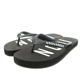 【中古】未使用品 ディースクエアード DSQUARED2 ビーアイコンフリップフロップス BE ICON FLIP FLOPS ビーチサンダル トングサンダル ロゴプリント ラバー タグ付き 38 24.5cm 黒 ブラック /YT ■GY29 レディース 【ベクトル 古着】 240118