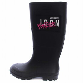 【中古】未使用品 ディースクエアード DSQUARED2 RAIN Boots レインブーツ 長靴 ロングブーツ ロゴ PVC 38 25cm 黒 ブラック /BM ■GY29 レディース 【ベクトル 古着】 240118