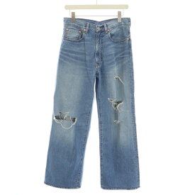 【中古】アパルトモン ドゥーズィエムクラス L'Appartement DEUXIEME CLASSE デニミスト DENIMIST 23SS テリワイドレグジーンズ TERI WIDELEG JEANS デニムパンツ ジップフライ ダメージ加工 26 S 水色 ライトブルー /YT レディース 【ベクトル 古着】 240109