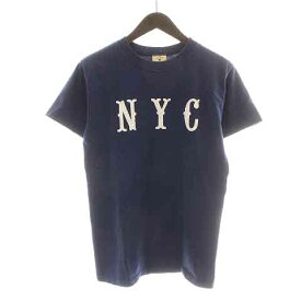 【中古】グッドウエア Good wear Tシャツ カットソー 半袖 クルーネック NYC S 紺 ネイビー 白 ホワイト /NW33 メンズ 【ベクトル 古着】 240201