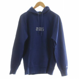 【中古】バックチャンネル BACK CHANNEL LIGHT PULLOVER PARKA プルオーバーパーカー 長袖 ロゴ 刺繍 プリント M 青 ブルー 2321252 /MQ メンズ 【ベクトル 古着】 240125