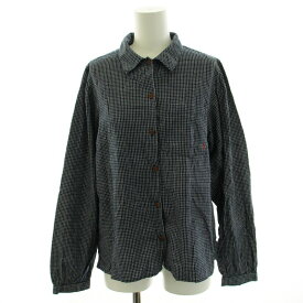 【中古】ヌーディージーンズ nudie jeans Edit Check Blouse シャツ ブラウス 長袖 チェック柄 XS 紺 ネイビー 白 ホワイト /KQ レディース 【ベクトル 古着】 240209