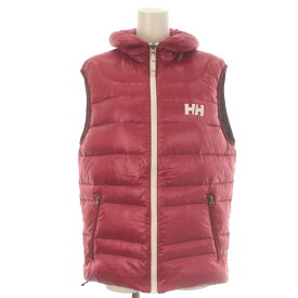 【中古】ヘリーハンセン HELLY HANSEN STRANDA VEST ストランダベスト ダウン ショート丈 ジップアップ ロゴプリント M ピンク HE10701 /BB レディース 【ベクトル 古着】 240217