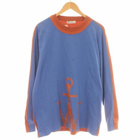 【中古】ジェイダブリューアンダーソン JWアンダーソン J.W.ANDERSON ロンT 長袖 Tシャツ バイカラー M 青 オレンジ /☆G メンズ 【ベクトル 古着】 240228