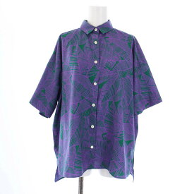 【中古】トラディショナルウェザーウェア Traditional Weatherwear WIDW S/S SHIRT ワイドシャツ ブラウス 半袖 総柄 S 紫 緑 パープル グリーン L211OSFSH0216PJ /KH レディース 【ベクトル 古着】 240312