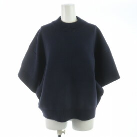 【中古】バレンシアガ BALENCIAGA ニット セーター モックネック ドルマンスリーブ 半袖 ウール 38 M 紺 ネイビー /SI32 レディース 【ベクトル 古着】 240330