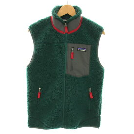 【中古】パタゴニア Patagonia 19AW クラシックレトロXベスト Classic Retro-x Vest フリース ボア 前開き S 緑 グリーン グレー /YT メンズ 【ベクトル 古着】 240402