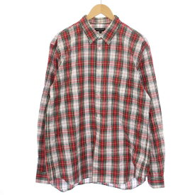 【中古】コムデギャルソンオムプリュス COMME des GARCONS HOMME PLUS AD2015 16SS ブロークン テーラリング期 シャツ 長袖 チェック柄 L 赤 レッド 白 ホワイト PQ-B021 /BM メンズ 【ベクトル 古着】 240424