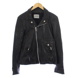 【中古】アンダーカバー UNDERCOVER 12SS openstrings期 Leather Jacket ライダースジャケット ジップアップ レザー 2 M 黒 ブラック 14202-1 /BM メンズ 【ベクトル 古着】 240502