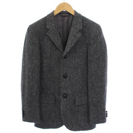 【中古】ブルックスブラザーズ BROOKS BROTHERS HARRIS TWEED テーラードジャケット 総裏地 シングル 3B ヘリンボーン ウール 34 XS グレー 19-14-9550 /BM メンズ 【ベクトル 古着】 240520