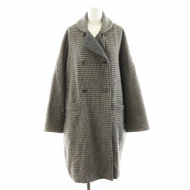 【中古】グランマママドーター GRANDMA MAMA DAUGHTER ラウンドカラーワイドチェックコート ロング丈 アウター 1 グレー GJ93128U1 /AN27 レディース 【ベクトル 古着】 250516