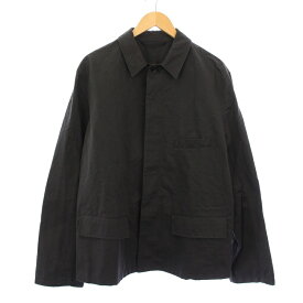 【中古】未使用品 ルメール LEMAIRE WORKWEAR JACKET ワークウェアジャケット ステンカラー アウター ショート丈 麻 リネン混 46 黒 ブラック タグ付き OW1005 /BB メンズ 【ベクトル 古着】 250622