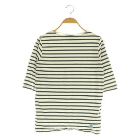 【中古】オーチバル ORCIVAL オーシバル ボーダーカットソー Tシャツ ボートネック 七分袖 コットン 1 グレー /MY ■OS レディース 【ベクトル 古着】 250726