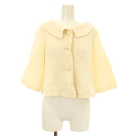 【中古】ホコモモラ JOCOMOMOLA ステンカラージャケット ニット 七分袖 40 ベージュ GJBGW-05110 /KU レディース 【ベクトル 古着】 251010