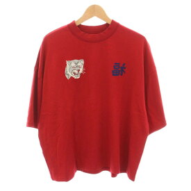 【中古】エレファント トライバル ファブリックス elephant TRIBAL fabrics Tシャツ カットソー 半袖 刺繍 M 赤 ES-T1705 /YM メンズ 【ベクトル 古着】 250904