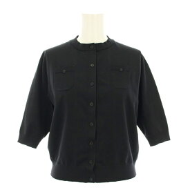 【中古】キャバン CABaN ファインポリエステルハーフスリーブポケットカーディガン クルーネック 五分袖 S 黒 ブラック 39020102012 /YT レディース 【ベクトル 古着】 250916