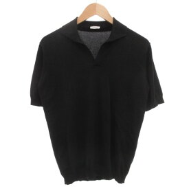 【中古】クロスクローゼット +CLOTHET ニットポロシャツ セーター 半袖 ボタンレス 黒 ブラック /GV メンズ 【ベクトル 古着】 251117