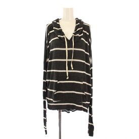 【中古】ブランディメルビル Brandy Melville プルオーバーパーカー 長袖 チュニック丈 ストレッチ ボーダー柄 バイカラー F グレー 白 ホワイト /BB レディース 【ベクトル 古着】 251223