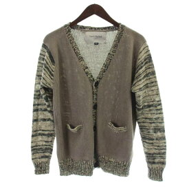 【中古】ケイスリーヘイフォード Casely-Hayford カーディガン コットン リネン XXS 茶 ブラウン Vネック 横縞柄 長袖 /AP メンズ 【ベクトル 古着】 260506